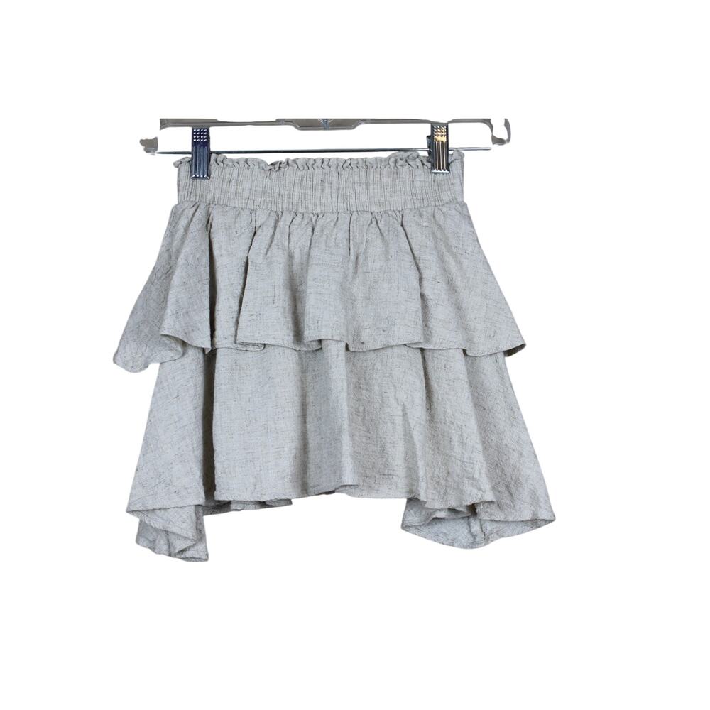 Princess Polly Tan Sand Cotton Blend Ruffles Casual Mini Summer Skirt Size 2